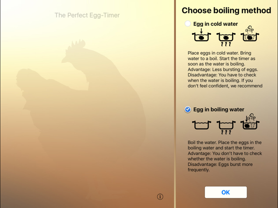 The perfect Egg timer iPad screenshot 3 - Food & Drink app