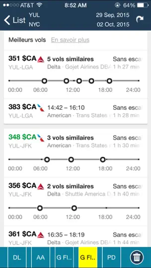 Capture d'écran de Montreal Airport (YUL) + Radar sur iPhone 4