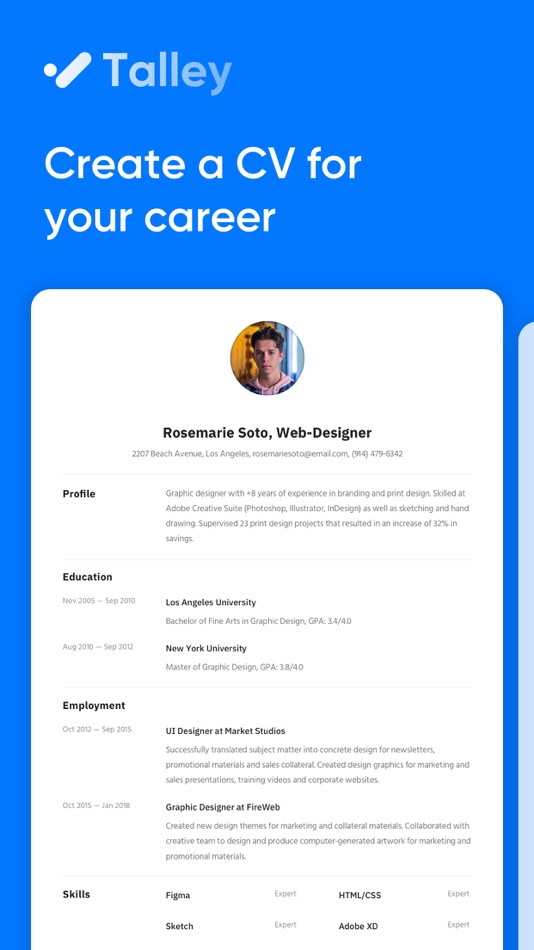 #1. Talley - CV Builder with Form (iOS) Podle: Mehmet Lale