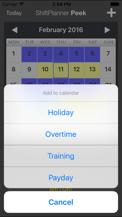 ShiftPlanner Peek Screenshot