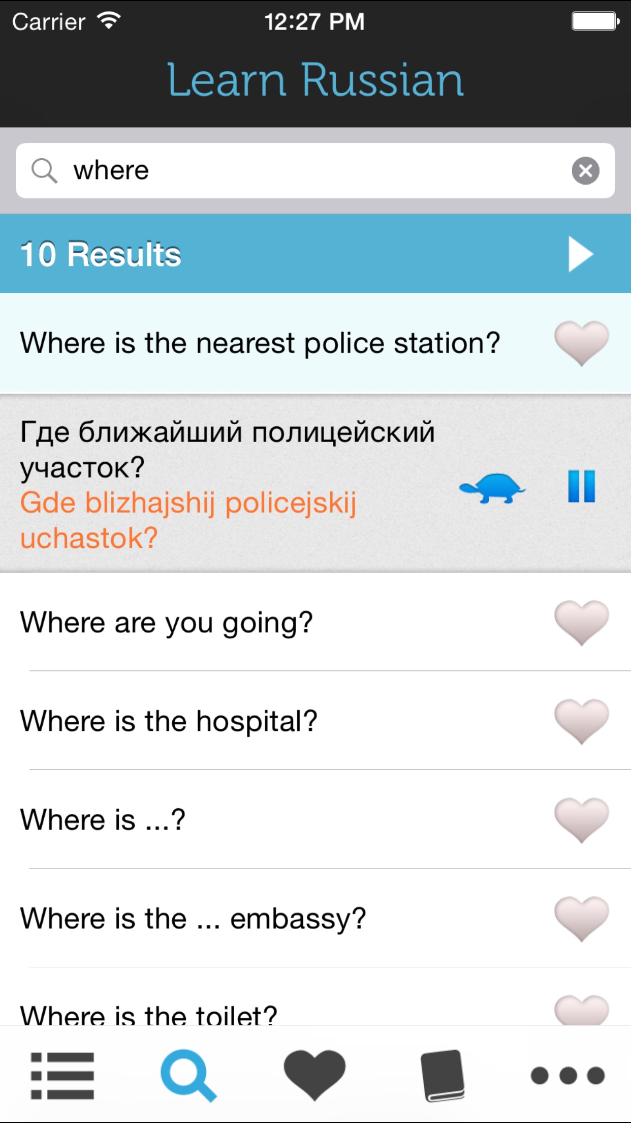 Screenshot do app Learn Russian - Phrasebook