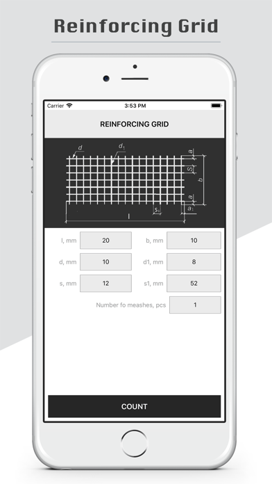 Screenshot #1 pour Reinforcing Grid Calculator