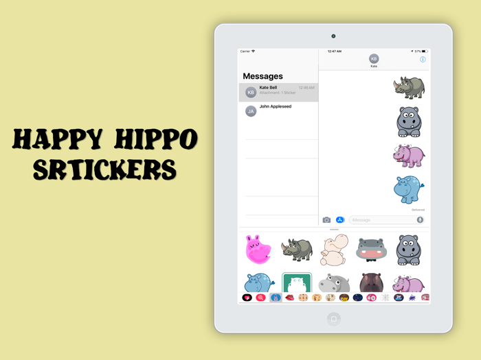 Happy Hippo Stickers