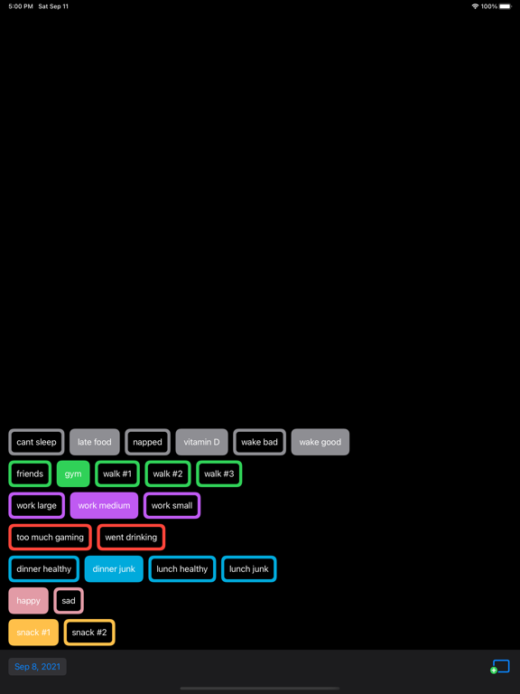 CRL8 – Correlate daily habits iPad screenshot 1 - Productivity app