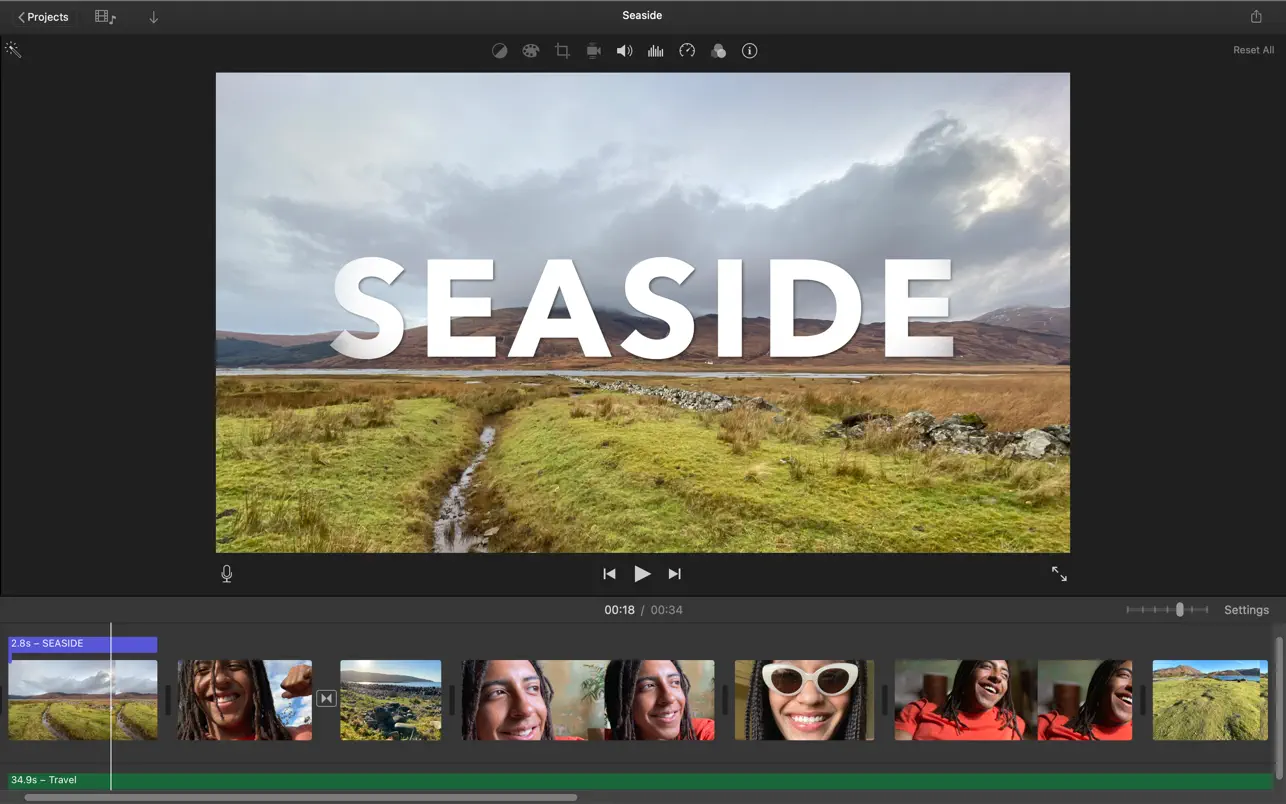 iMovie video editing interface on Mac