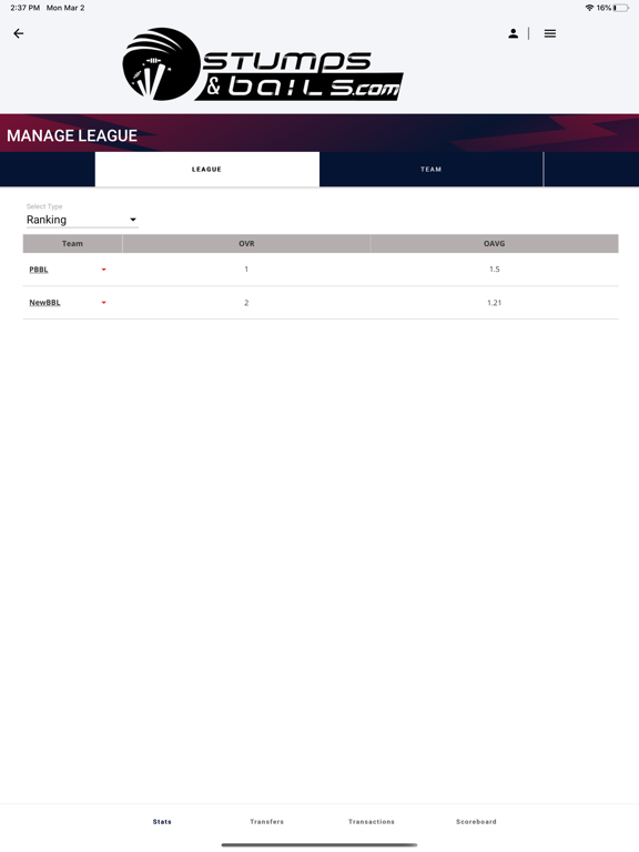 Stumpsandbails iPad screenshot 4 - Sports app