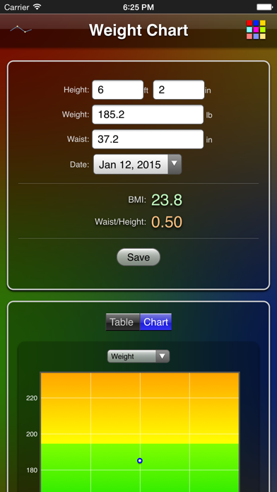 Weight Chart Screenshot
