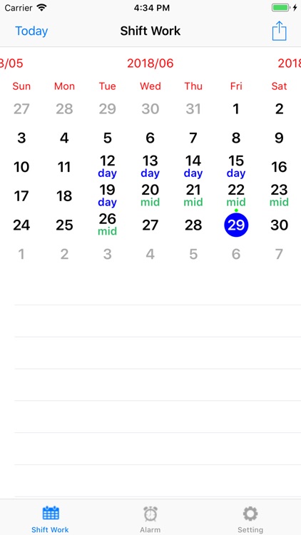 Power Shift work Calendar