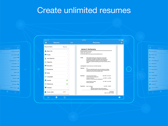 Screenshot #1 for Quick Resume Pro