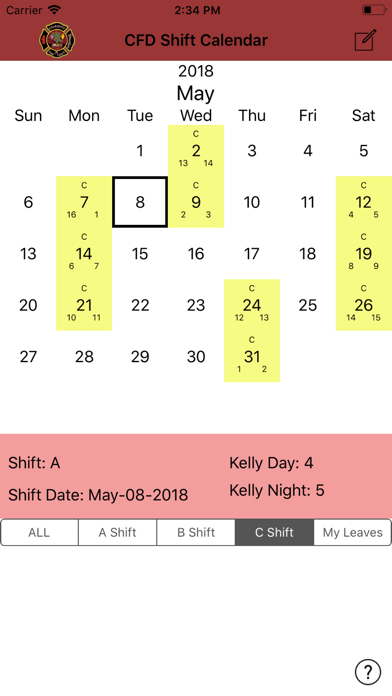 Charlotte Fire ShiftCalendar iPhone screenshot 5 - Productivity app