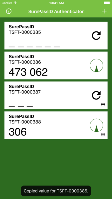 SurePassID Authenticator Screenshot