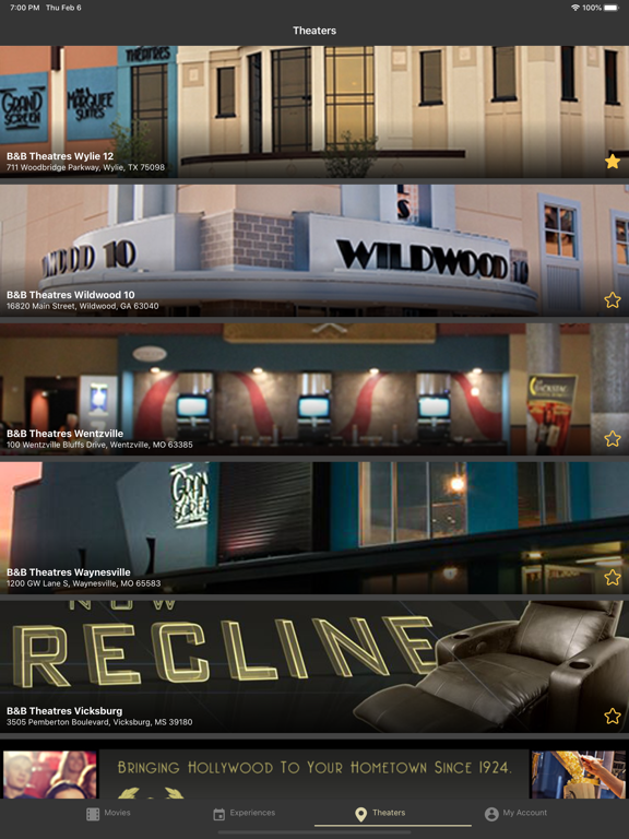 B&B Theatres iPad screenshot 4 - Entertainment app