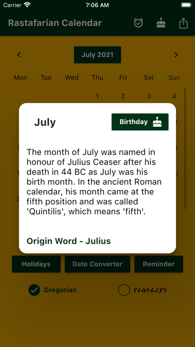 Rastafarian Calendar Screenshot