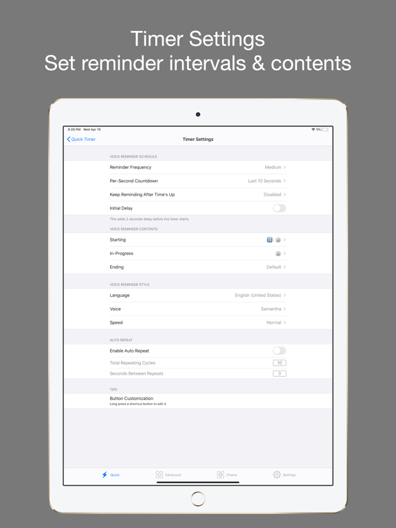 1Timer - Voice Timer iPad screenshot 6 - Utilities app