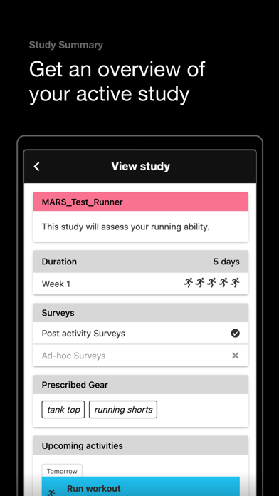 Mobile Athlete Research System Screenshot