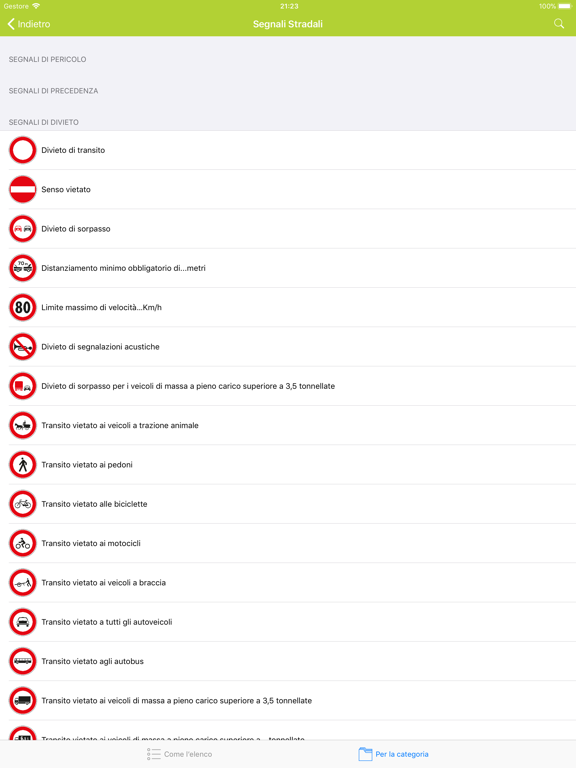 Segnali stradali in Italia iPad screenshot 5 - Education app