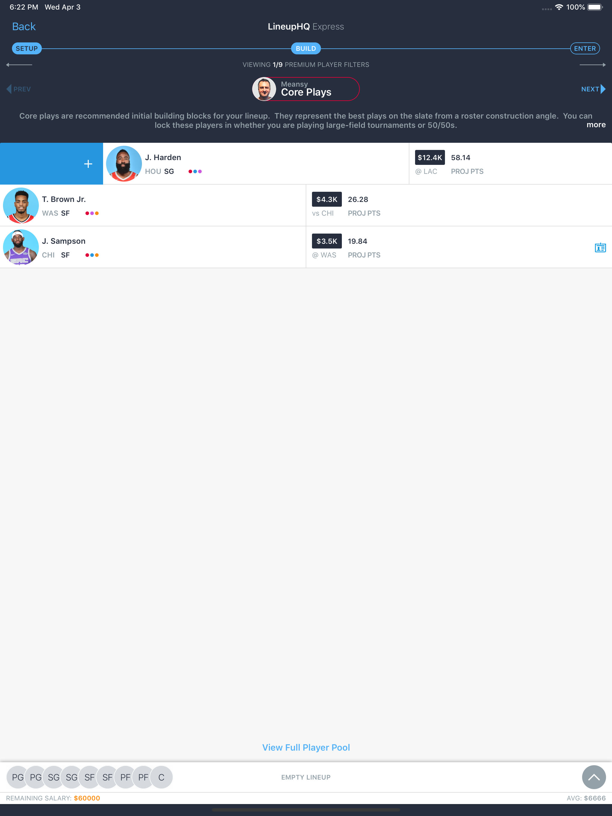 LineupHQ FanDuel DFS Optimizer