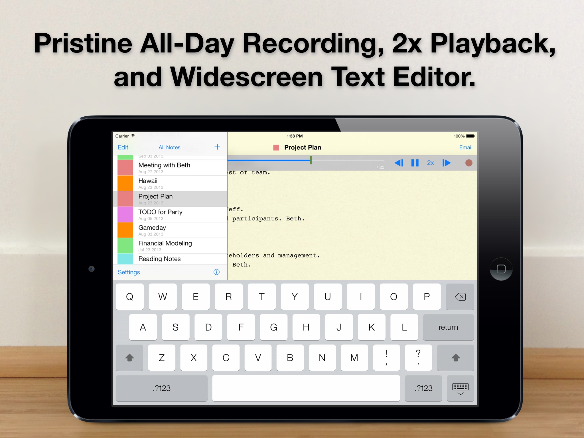 Screenshot do app Audio Notebook: Sound Recorder