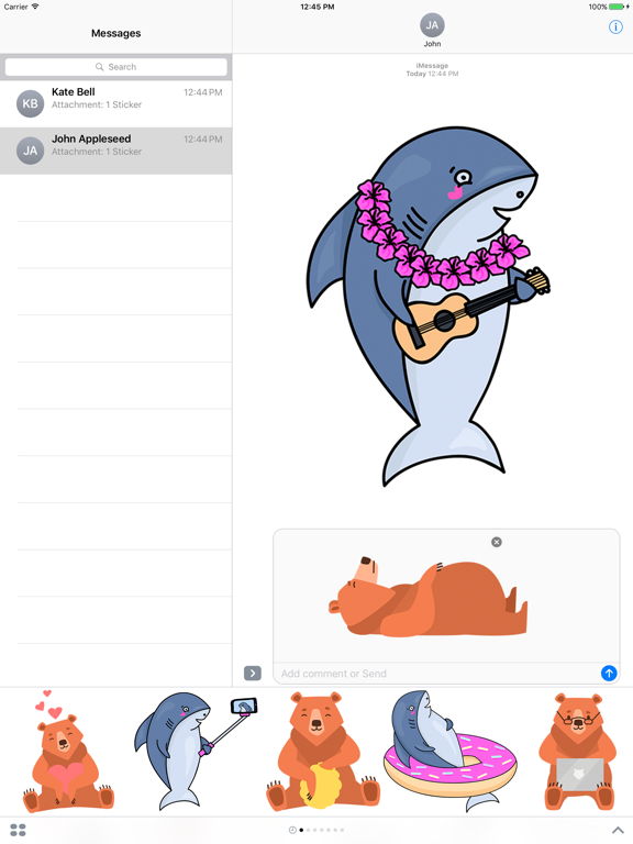 Screenshot #4 pour Happy Shark and Bear emoji