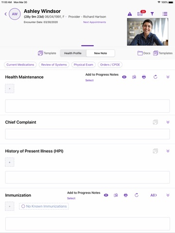 Althea Smart EHR iPad screenshot