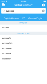 Collins German Dictionary screenshot