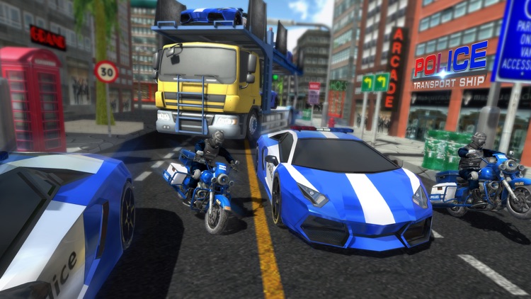 Police Car Transport Ship Game