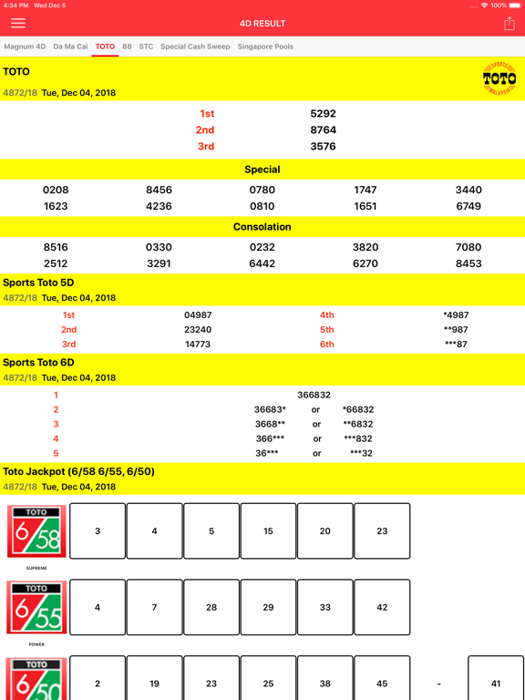 4D Result iPad screenshot 3 - Lifestyle app