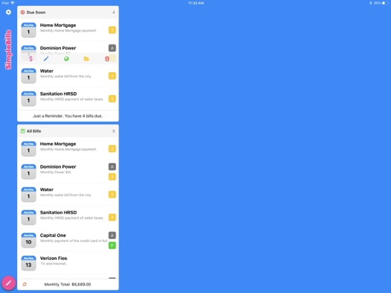 Screenshot #5 pour Simple Bill Reminders