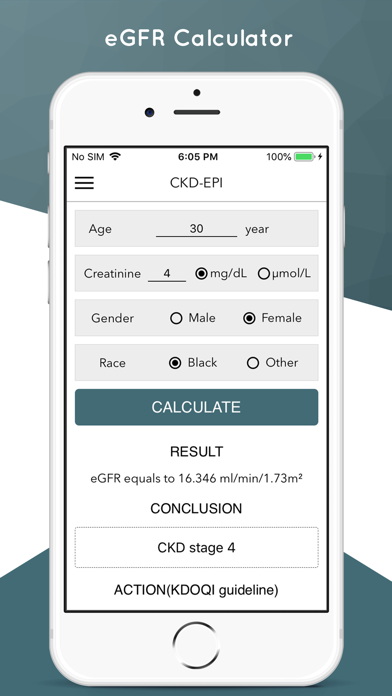 Screenshot #1 pour eGFR Calculator for kidney