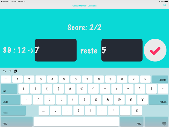 Screenshot #5 pour Calcul Mental Division
