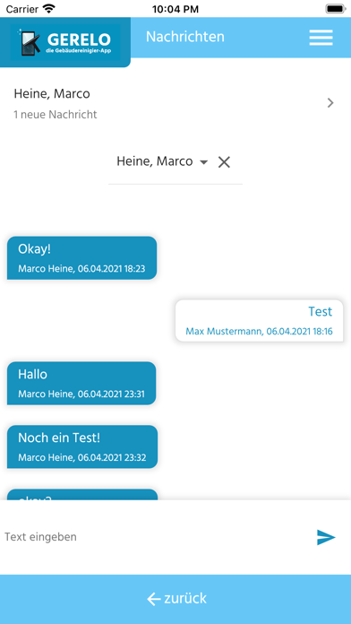 Gerelo - Gebäudereiniger-App Screenshot