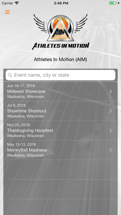 Athletes In Motion iPhone screenshot 1 - Sports app