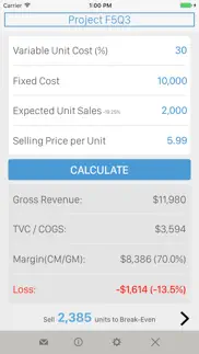 break-even analysis iphone screenshot 4