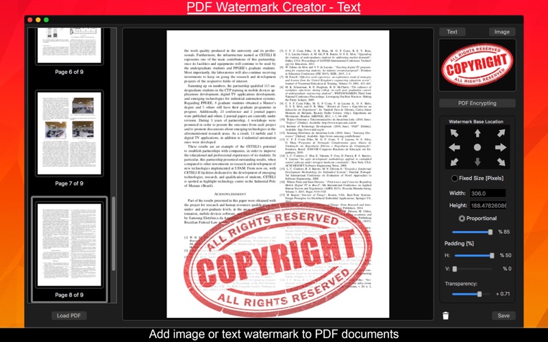 Screenshot #1 pour PDF Watermark Creator - Text