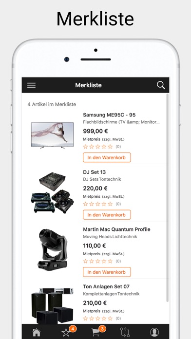 Mietshop WEMME Events Screenshot