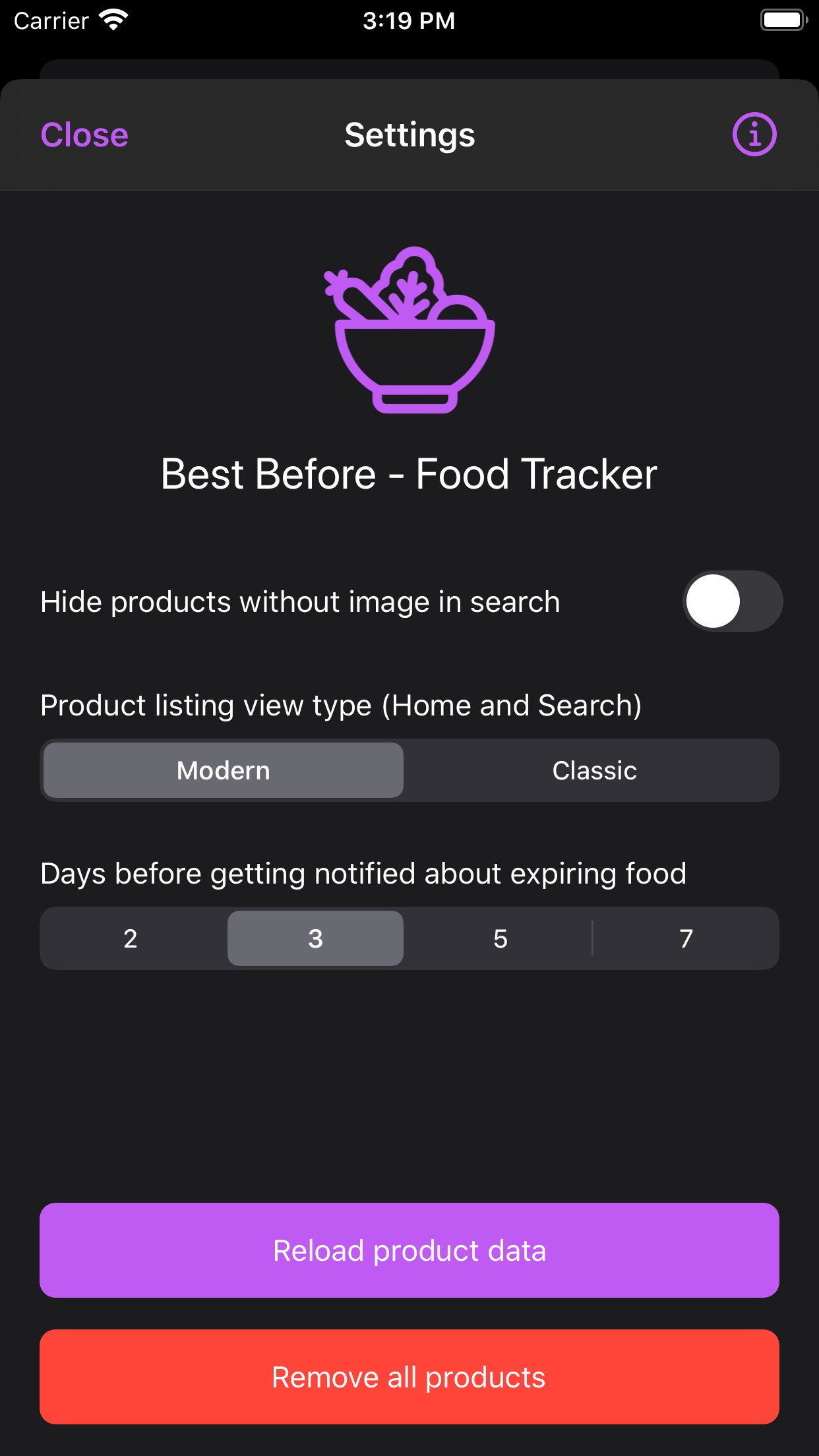 Screenshot do app Best Before - Food Tracker