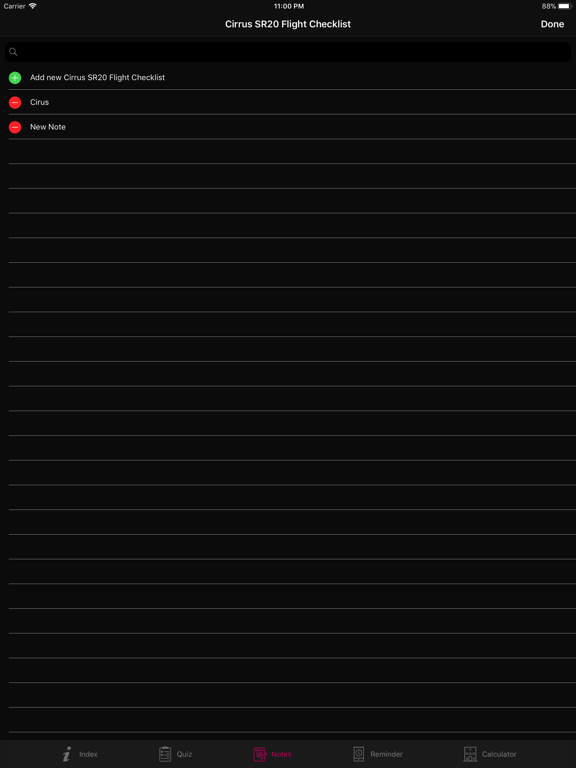 Cirrus SR20 Flight Checklist iPad screenshot