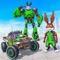 Bunny robot is car robot transforming games 2021 with future city battle