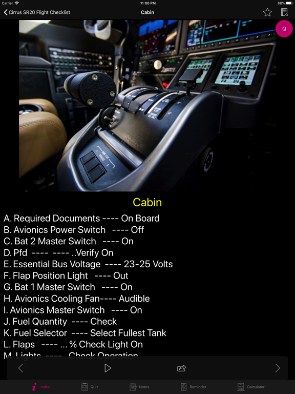 Screenshot #5 pour Cirrus SR20 Flight Checklist