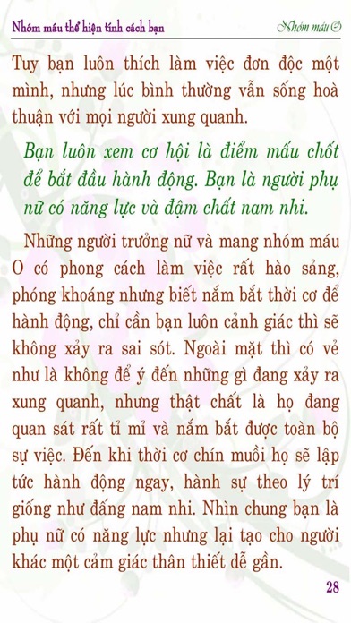 MÁU O THỂ HIỆN TÍNH CÁCH BẠN Screenshot