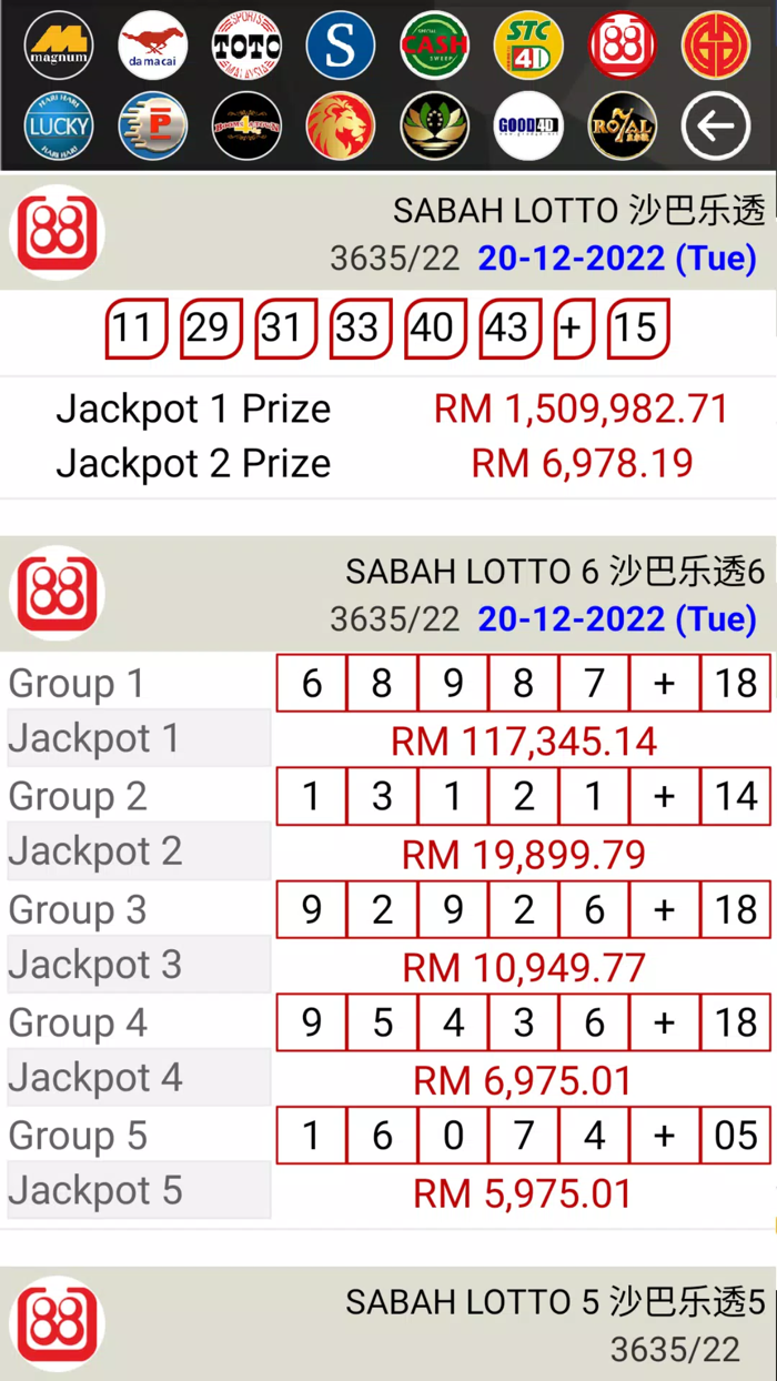 Live 4D Results - MY and SG