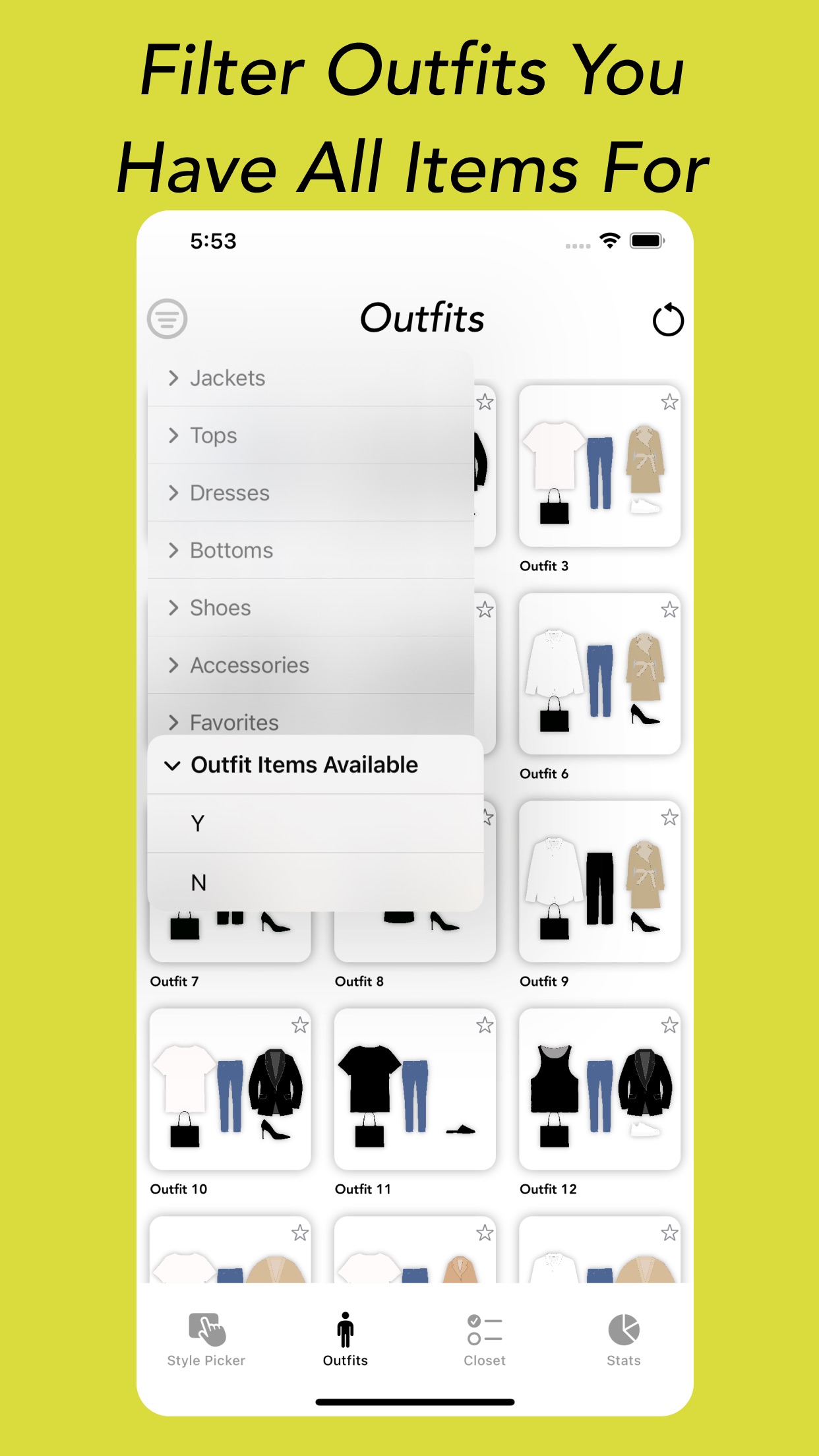 Screenshot do app Capsule Wardrobe Builder