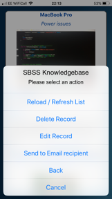 SBSS Knowledgebase screenshot