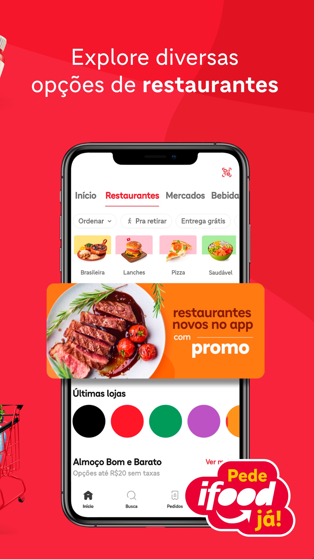 Screenshot do app iFood: pedir delivery em casa