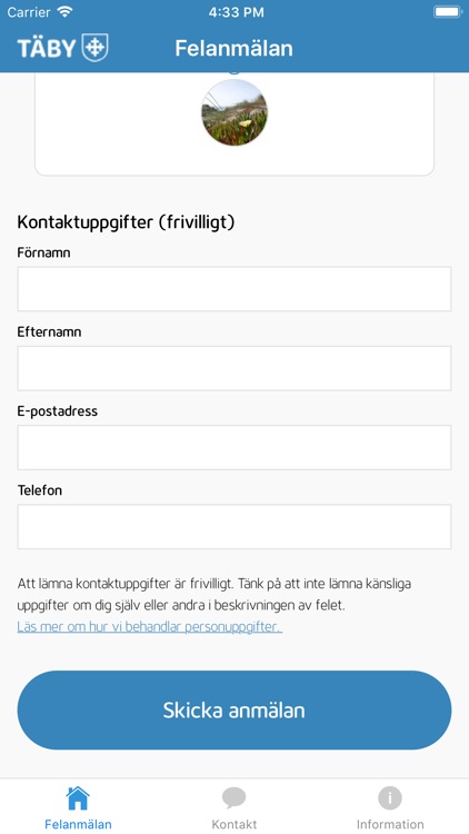 Felanmälan i Täby kommun