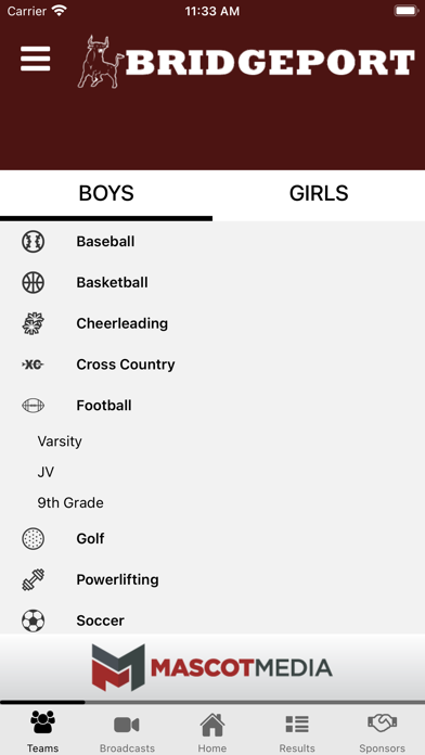 Bridgeport Athletics Screenshot