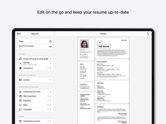 Generavitae: AI resume builder iPad screenshot 3 - Business app