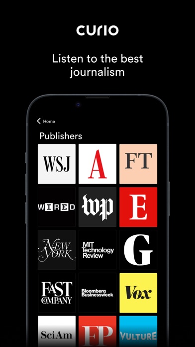 Screenshot #1 pour Curio - Audio Journalism