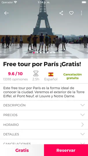 Captura de pantalla de Guía De París De Civitatis.com en iPhone 4