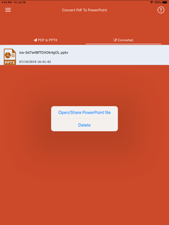 Convert PDF to PowerPoint iPad screenshot